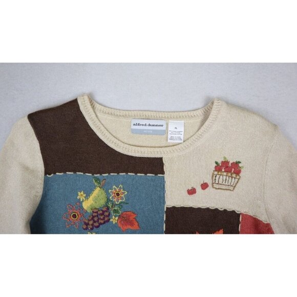 ALFRED DUNNER - WOMEN'S BEIGE FALL EMBROIDERED PULLOVER SWEATER - SIZE PL - Picture 4 of 7
